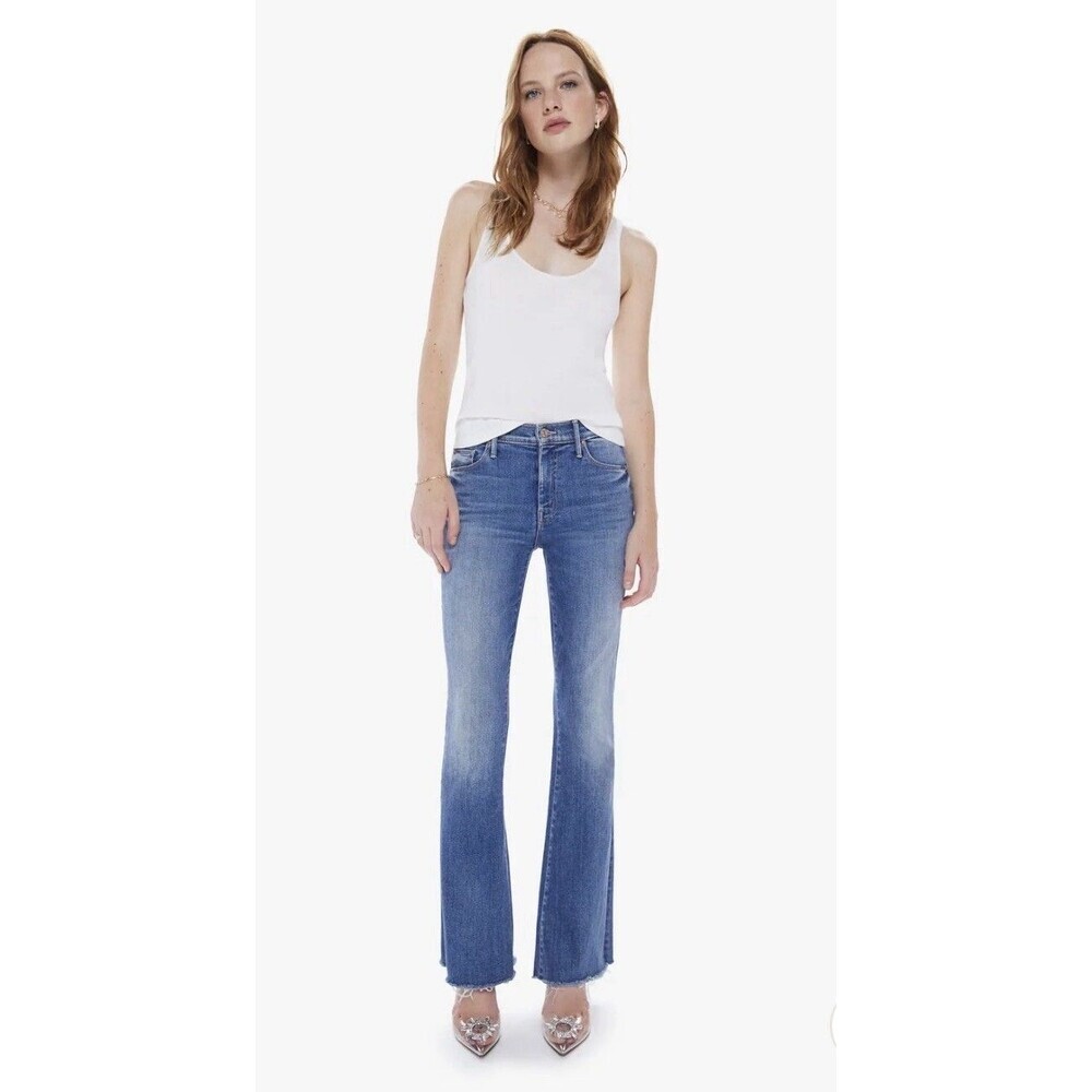 Mother The Weekender Fray A Groovy Kind of Love Wide Flare Leg Denim Jeans Sz 31